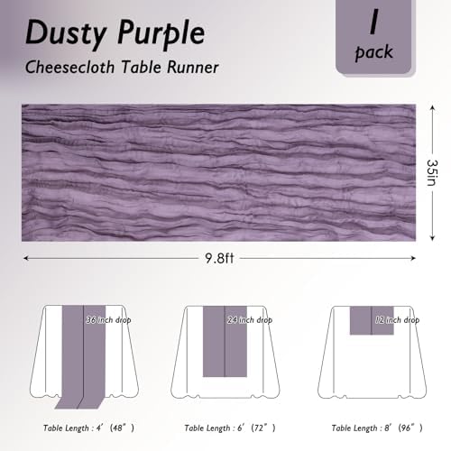 12 Pack Dusty Purple Cheesecloth Table Runner 120 Inch Boho Wedding Decor - Image 2