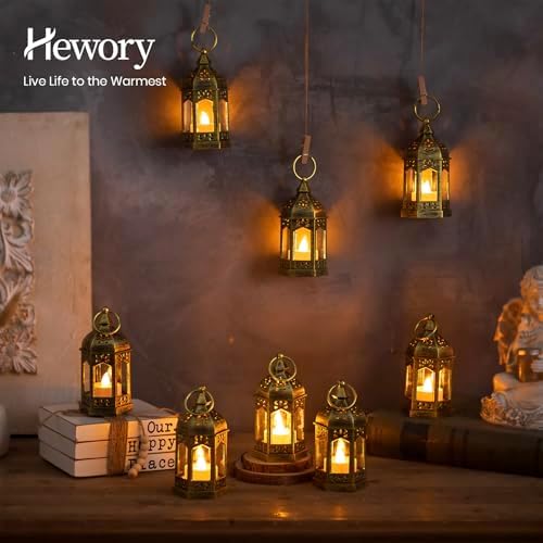 Hewory 20PCS Gold Mini Lanterns for Party Decoration, Remote LED Candles - Image 4