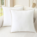 CaliTime Decorative Couch Throw Pillow Covers 24 X 24 Inches True White by CaliTime