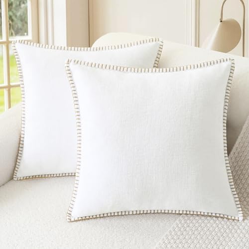 CaliTime Decorative Couch Throw Pillow Covers 24 X 24 Inches True White by CaliTime