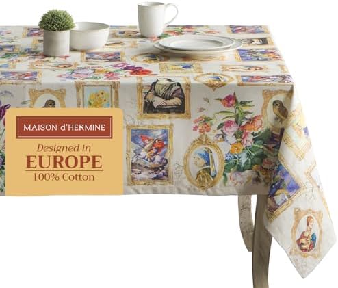 Maison d' Hermine Table Cloth Square Table Reusable 100% Cotton 54"x54" by MaisondHermine