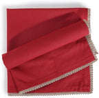 Lace Cloth Napkins, 100% Cotton, 12 Pack, 20x20 Inch, Tango Red/Golden - Image 2