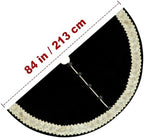 84-Inch Venetian Gilded Christmas Tree Skirt with Jeweled Gold Band and Button Loops, Black - Image 4