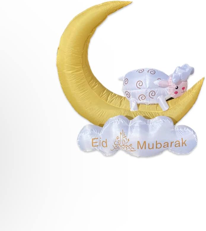 Inflatable Islamic 5FT Eid Al Adha Mubarak Crescent and Lamb. Eid Blow Up Yard Decorations for Home Holiday Party Indoor, Outdoor, Yard, Garden, Lawn Decor. with LED Lights and Eid Mubarak Printed. - Image 6