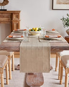 ZeeMart Linen Checked Farmhouse Placemats Set of 6, Taupe 13x19in - Image 5
