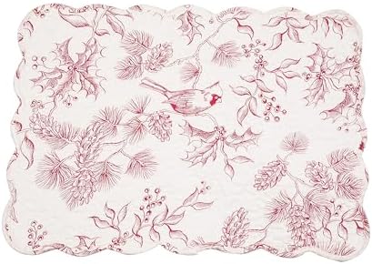 Cardinal & Winter Branches Vintage 100% Cotton Set of 6 Placemats 13" x 19" - Image 4