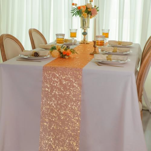 Snowkingdom 2Pcs Burnt Orange Gold Table Runner Fall Thanksgiving Decor - Image 5