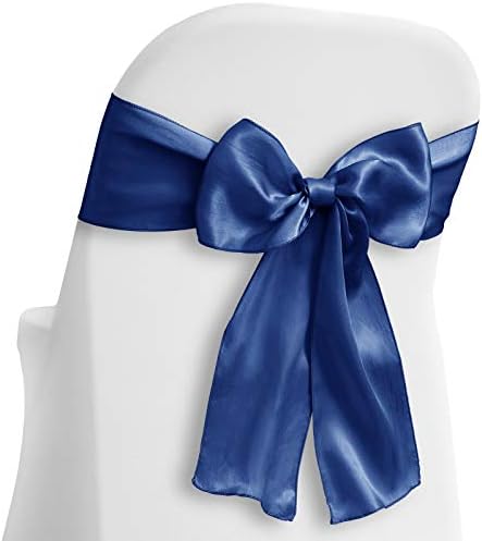 Lann's Linens - 30 Elegant Satin Wedding/Party Chair Cover Sashes/Bows - Ribbon Tie Back Sash - Royal Blue by LannsLinens