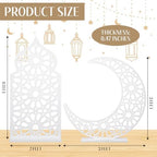 Sintuff 2 Pack Large Wooden Ramadan Decor Islamic Eid Mubarak 3ft Crescent Moon & 4ft Mosque Dome White Floor Decor for Room Entrances Ramadan Kareem Gift Party Home Decoration, Lights Not Included - Image 2