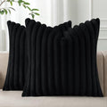 Pallene Faux Fur Decorative Throw Pillow Covers 24x24 Set of 2, Black by PALLENE