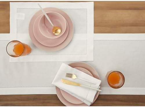 Solino Home Cotton Linen Table Runner White Hemstitch, 14 x 90 in - Image 3