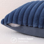 decorUhome Fall Faux Fur Throw Pillow Covers 20x20 Set of 2 Navy Blue - Image 3