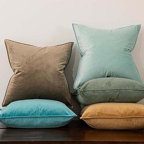 JUSPURBET 28x28 Velvet Decorative Throw Pillow Covers Set of 2,Mist - Image 2