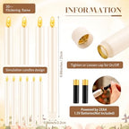 FillTouch 30 Pcs Gold Candlestick Holders with Flameless Taper Candles Bulk - Image 2