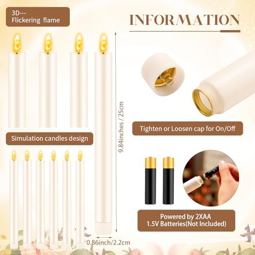 FillTouch 30 Pcs Gold Candlestick Holders with Flameless Taper Candles Bulk - Image 2