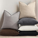 decorUhome Fall Beige Linen Throw Pillow Covers 22x22 Set of 2 - Image 5