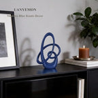 Modern Blue Knots Decor - 8.6" Resin Blue Knot Statue, Abstract Navy Art Sculpture Home Decor for Living Room, Coffee Table, Shelves, Entryway, Office Tabletop Accent, Decorative Knick Knacks Gift - Image 7