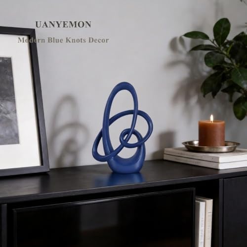 Modern Blue Knots Decor - 8.6" Resin Blue Knot Statue, Abstract Navy Art Sculpture Home Decor for Living Room, Coffee Table, Shelves, Entryway, Office Tabletop Accent, Decorative Knick Knacks Gift - Image 7