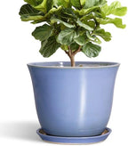 12 Inch Pots for Plants, Ceramic Planter with Saucer, Purple-Blue by SUNPOTFOR