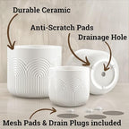 Ceramic Pots for Plants Set of 3, 6, 5, 4 Inch Diameter with Drainage Holes - Image 2