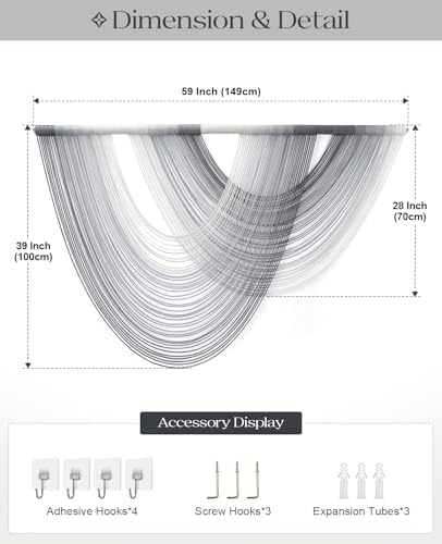 Tempospark Large Macrame Wall Hanging, 59x39 Inch Boho Wall Hanging, Macrame Wall Art Hand-dyed Ombre Design for Bedroom Living Room Apartments Entryways, or Above Bed - Image 5