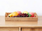 Hand-Woven Rattan Rectangular Serving Tray with Handles for Breakfast, Drinks, Snack for Coffee Table (17x11.4x1.8inches) - Image 7