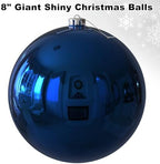 Navy Blue 8.0" Extra Large Christmas Ornaments - Christmas Tree Decoration Balls Shatterproof Hanging Shiny Balls for Birthday Holiday Wedding Decorations Set of 2pcs - Image 2