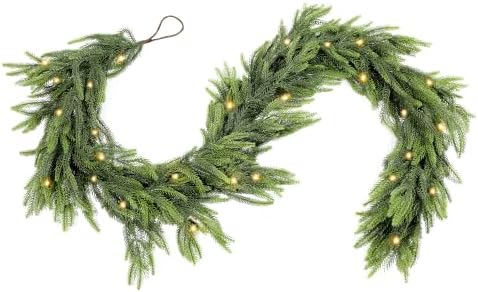 6FT Christmas Garland with Lights, Norfolk Pine Garland Decor for Xmas by Home