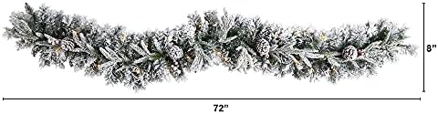6ft. Flocked Artificial Christmas Garland with Pine Cones and 35 Warm White LED Lights,Green - Image 2