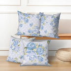 Sky Blue Flower Throw Pillow Covers 24"x24" Set of 4, Countryside Floral Sofa Cushion Cover for Chair Couch Bed Living Room Office Car Garden Patio Farmhouse Indoor Outdoor Decorative - Image 5