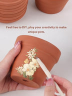 INGOFIN 4 Inch Terracotta Pots with Saucers, 8 Pack Shallow Clay Plant Pots with Drainage Holes for Succulents, Cactus, Herbs, Small Terra Cotta Pots for Indoor Outdoor, Set of 8 - Image 6