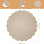 Set of 6 Cotton Linen Placemats, 15 Inch Linen Color Scalloped Flower Embroidery Cloth Table Mats Double Layered Fabric Machine Washable Wrinkle Free Dining Placemat for Hotel Restaurant Kitchen - Image 2