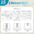 15 Pack White Cheesecloth Table Runner 17 x 108 inch Cheese Cloth Table Runners 9ft White Table Runner Rustic Romantic Sheer Gauze Runner for Wedding Party Baby Shower Table Decoration - Image 2