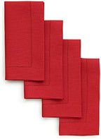 Solino Home 100% Linen Napkins Red, Classic Hemstitch 20 x 20 in, Set of 4 by SolinoHome