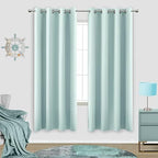KOUFALL Nursery Curtains Boy Blackout, Thermal Insulated Curtains for Baby Room, Wide 52 x 63 Inch Length, Egg Blue Aqua Pool Green by KOUFALL