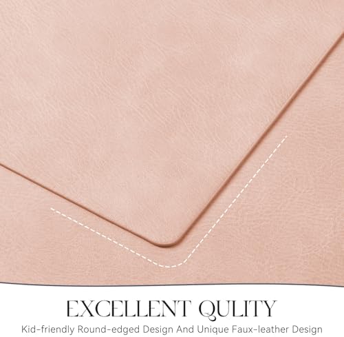 MOSAYT Vinyl Faux Leather Placemats, Set of 6, Pink - Image 5