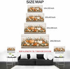 WAXWHELK Pumpkin Fall Canvas Wall Art, Autumn Thanksgiving Rustic Farmhouse Painting Pictures, Floral Pumpkin Artwork for Living Room Bedroom Home Decor (30"x60") - Image 5