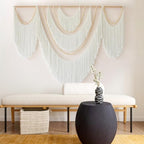 Macrame Wall Hanging Boho Yarn Art Tassel Beaded Handmade Decor 57"W*41"L - Image 2