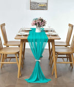 Pufogu 10 Pack 10Ft Turquoise Chiffon Table Runner Sheer 29x120 Inch - Image 3