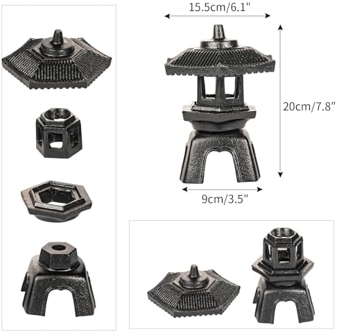 Sungmor Vintage Cast Iron Tealight Candle Holder - Japanese Pagoda Lantern - Image 6
