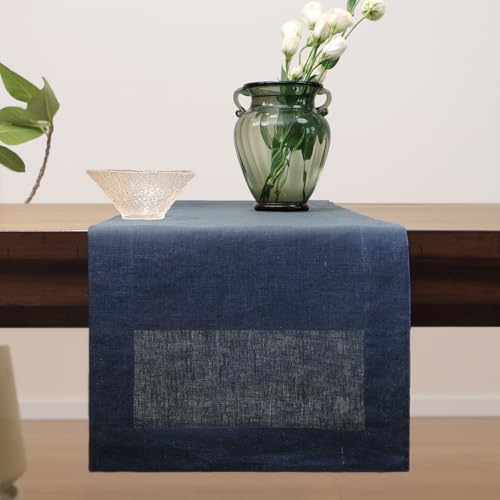 Linen Table Runner 72 Inches Long, 100% French Linen Table Runners by TSEAPENI