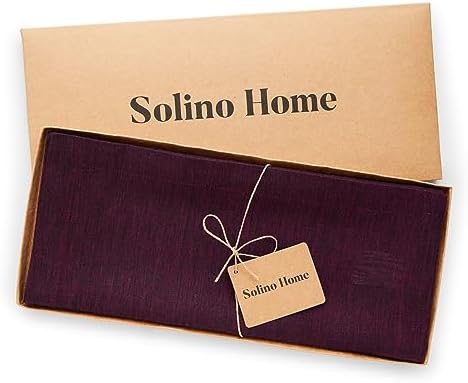 Solino Home 100% Pure Linen Table Runner Burgundy Long, Athena 14 x 108 in - Image 5
