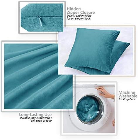 Nestl Throw Pillow Covers, Cozy Velvet Decorative Outdoor Pillow Covers 20X20 Inches, Soft Solid Cushion Covers for Sofa, Bed and Car, Set of 4 - Beach Blue - Image 3