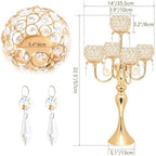 5 Arm Gold Candle Holder 22.5 Inch Tall Crystal with Pendant, Romantic Home Decor Elegant Candlestick Holder for Dates Wedding Receptions Holiday Party Important Events - Image 2