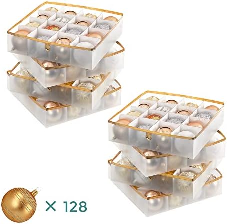 SONGMICS Large Christmas Ornament Storage Box, with 128 Slots - Image 4