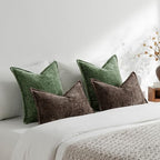 DEZENE Pack of 2 Forest Green Christmas Decorative Throw Pillow Covers 24x24 Cozy Soft Chenille Accent Vintage Square Couch Pillow Covers for Home Decor Bed Sofa Living Room - Image 6