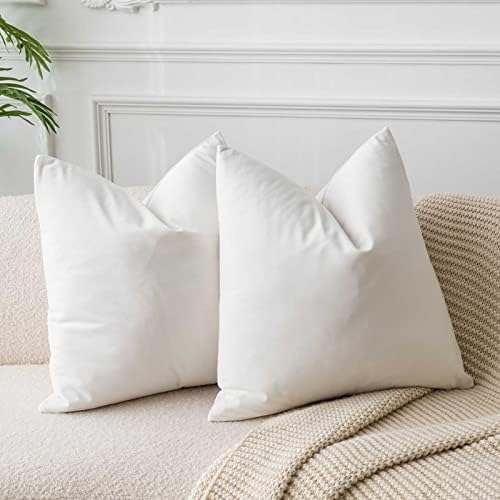 JUSPURBET 28x28 Euro Velvet Throw Pillow Covers Set of 2,Cream White by JUSPURBETHOME