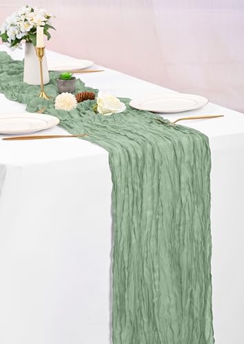 16 Pack Sage Green Table Runner 10FT Cheesecloth Table Runner Boho Gauze Table Runners Long Rustic Sheer Fabric Table Runners for Wedding Party Bridal Shower Farmhouse & Home Decor - Image 6