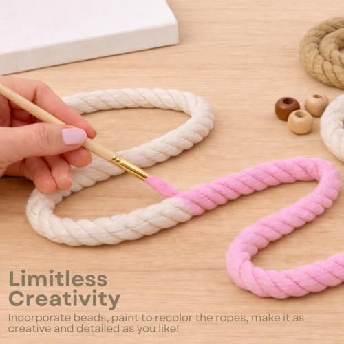 DIY Rope Canvas Kit for Beginners - Complete Macrame Ropes Supplies & Tools | DIY Macrame Art Wall Hanging Decor Starter Set, Craft Kits for Adults, Boho Wall Art Aesthetic Home Decoration (Khaki) - Image 5