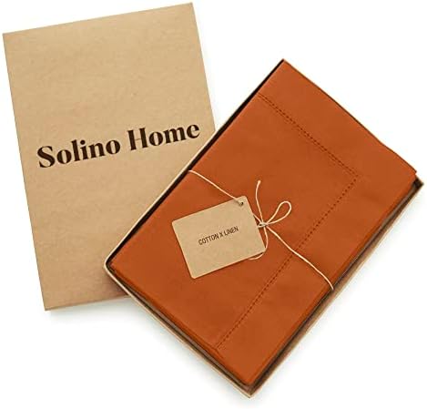 Solino Home Cotton Linen Napkins Cinnamon Hemstitch, 20 x 20 in, Set of 4 - Image 3